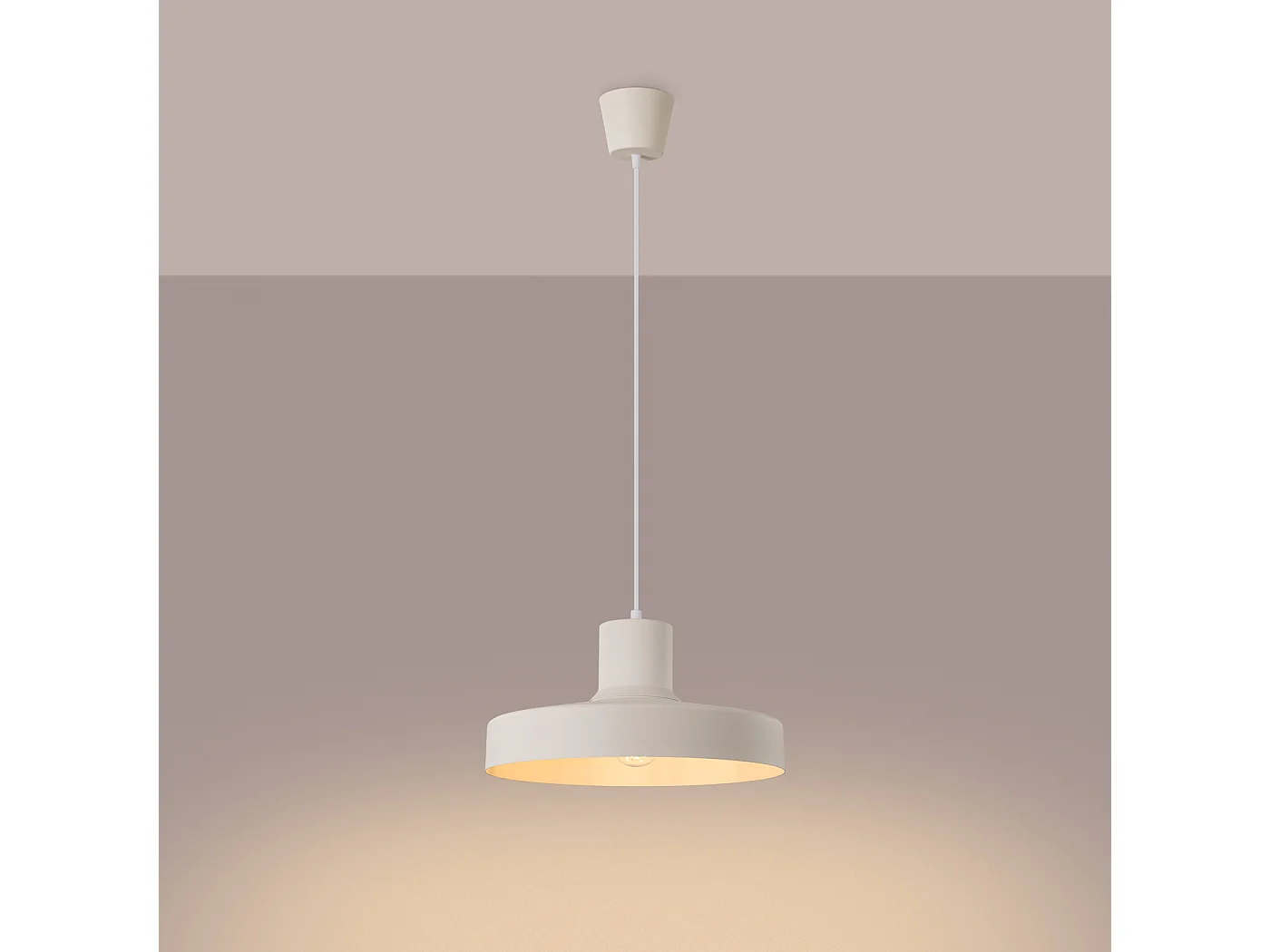 Lampe À Suspension Bilo Moderne En Acier - 1 Sources Lumineuses - L.35 X H.120 Cm - Beige