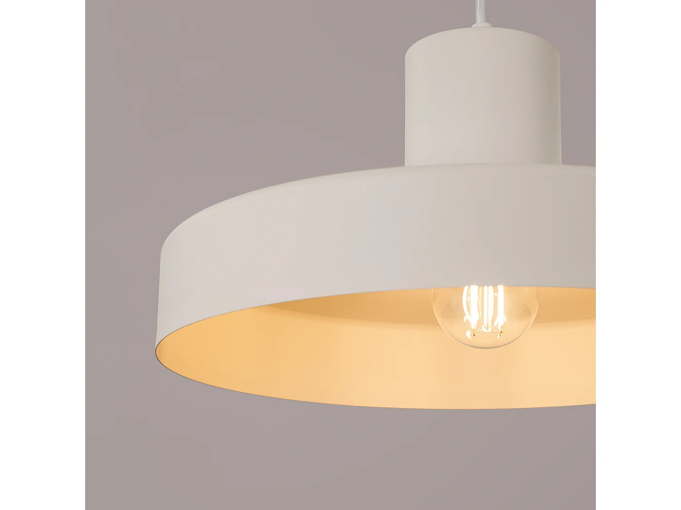 Lampe À Suspension Bilo Moderne En Acier - 1 Sources Lumineuses - L.35 X H.120 Cm - Beige