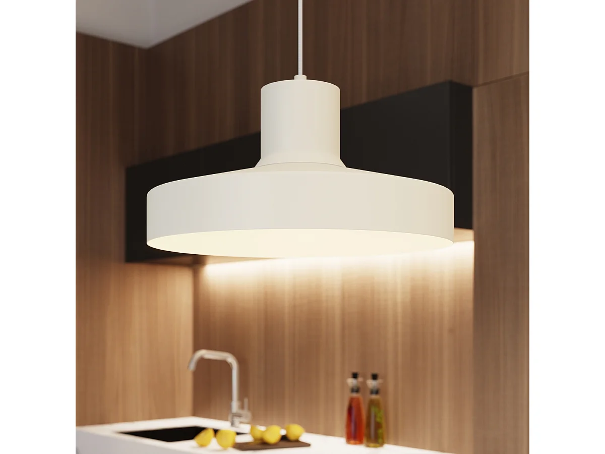 Lampe À Suspension Bilo Moderne En Acier - 1 Sources Lumineuses - L.35 X H.120 Cm - Beige