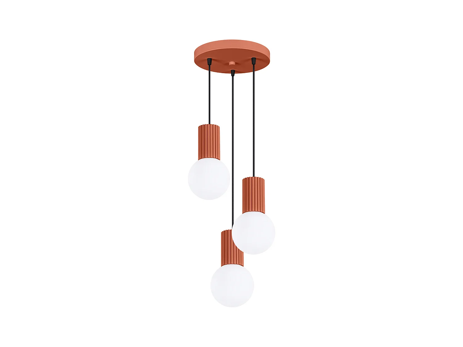 Lampe À Suspension Halo Moderne En Aluminium/Verre - 3 Sources Lumineuses - L.25 X H.125 Cm - Ocre Rouge