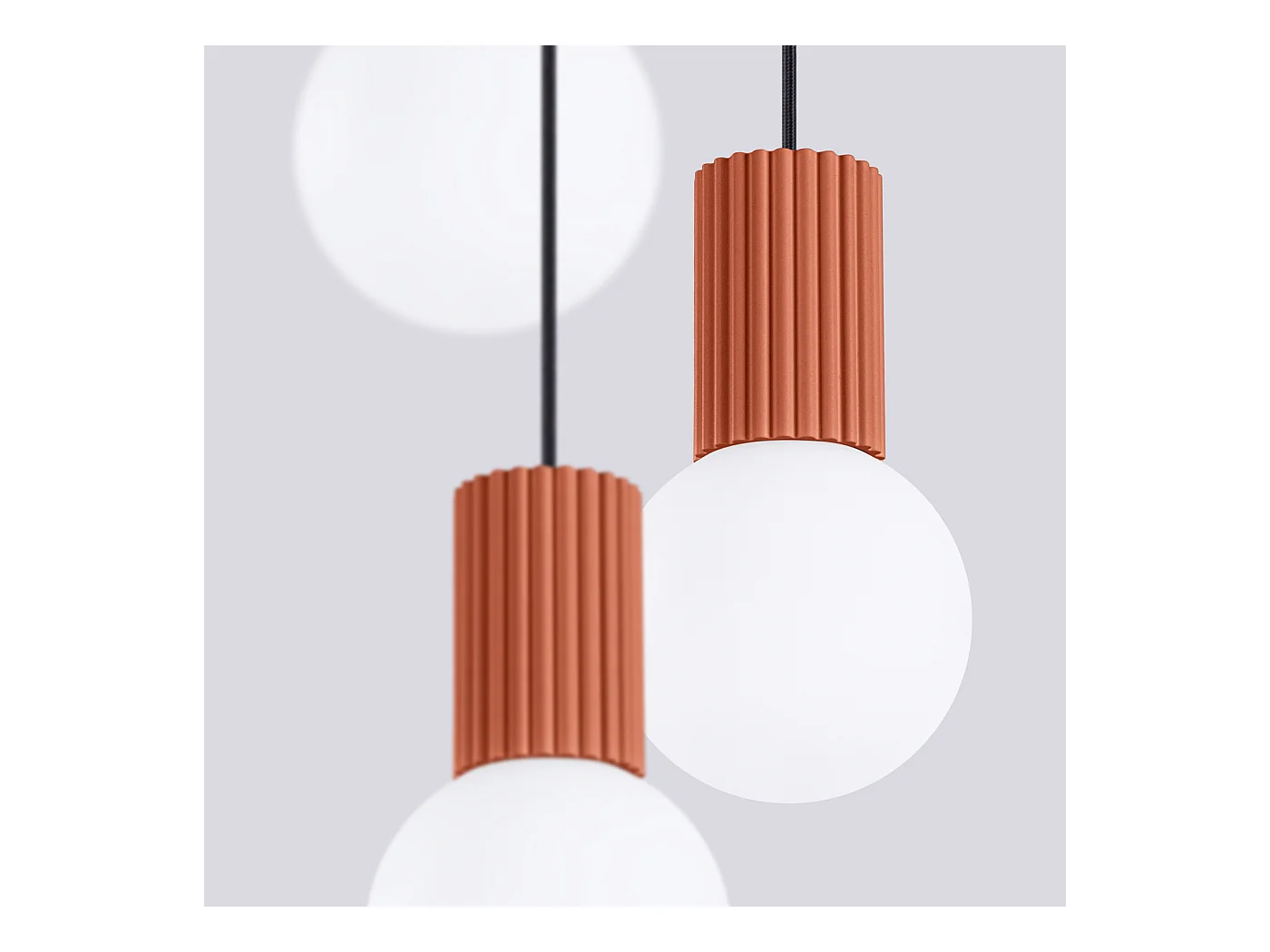 Lampe À Suspension Halo Moderne En Aluminium/Verre - 3 Sources Lumineuses - L.25 X H.125 Cm - Ocre Rouge
