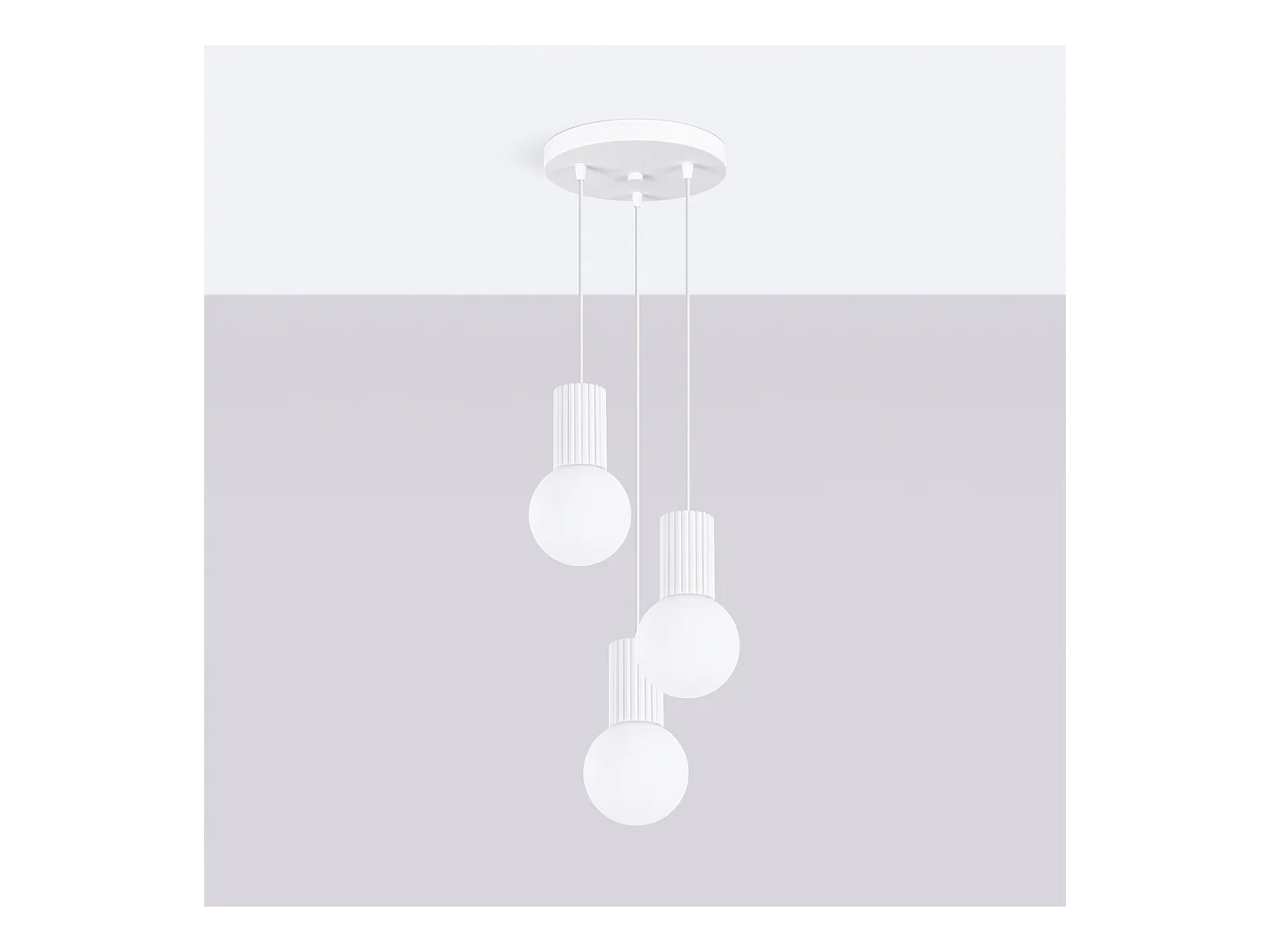 Lampe À Suspension Halo Moderne En Aluminium/Verre - 3 Sources Lumineuses - L.25 X H.125 Cm - Blanc