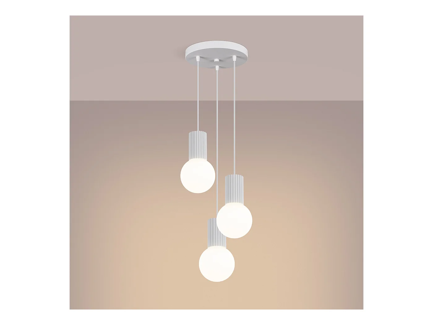 Lampe À Suspension Halo Moderne En Aluminium/Verre - 3 Sources Lumineuses - L.25 X H.125 Cm - Blanc