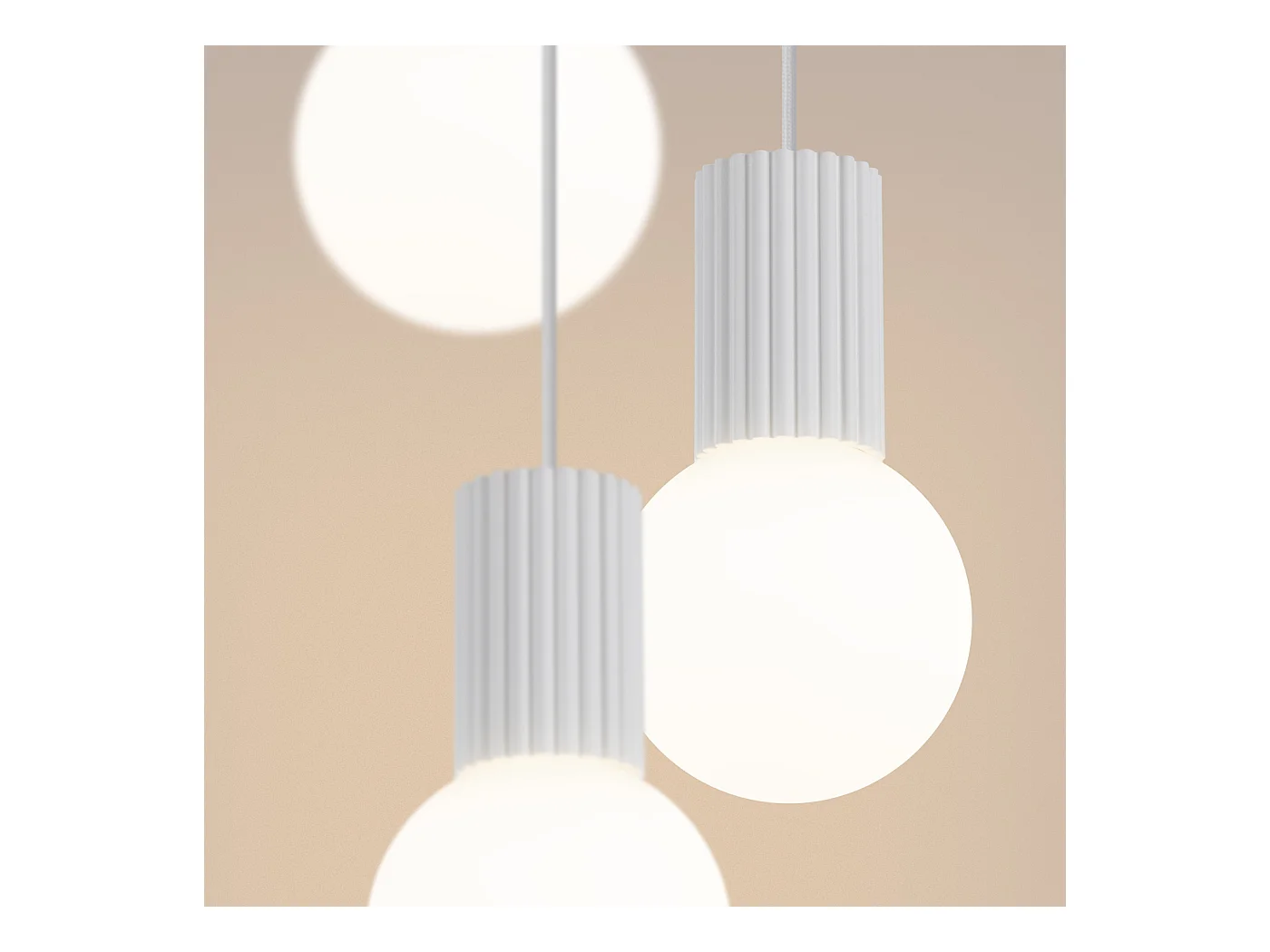 Lampe À Suspension Halo Moderne En Aluminium/Verre - 3 Sources Lumineuses - L.25 X H.125 Cm - Blanc