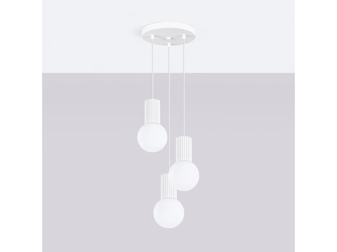 Lampe À Suspension Halo Moderne En Aluminium/Verre - 3 Sources Lumineuses - L.25 X H.125 Cm - Blanc