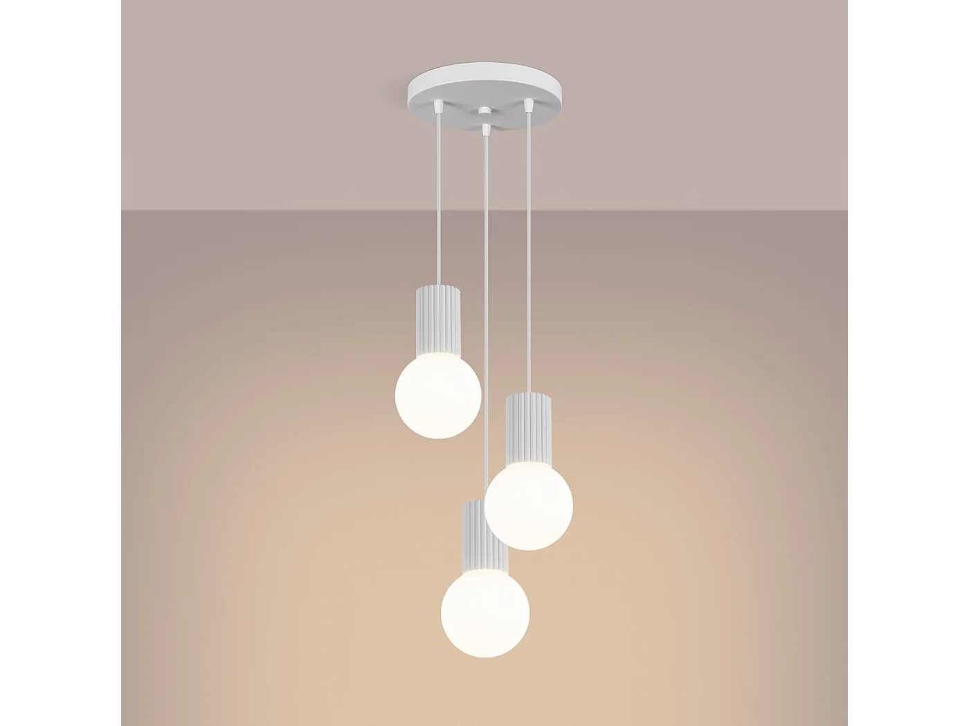 Lampe À Suspension Halo Moderne En Aluminium/Verre - 3 Sources Lumineuses - L.25 X H.125 Cm - Blanc