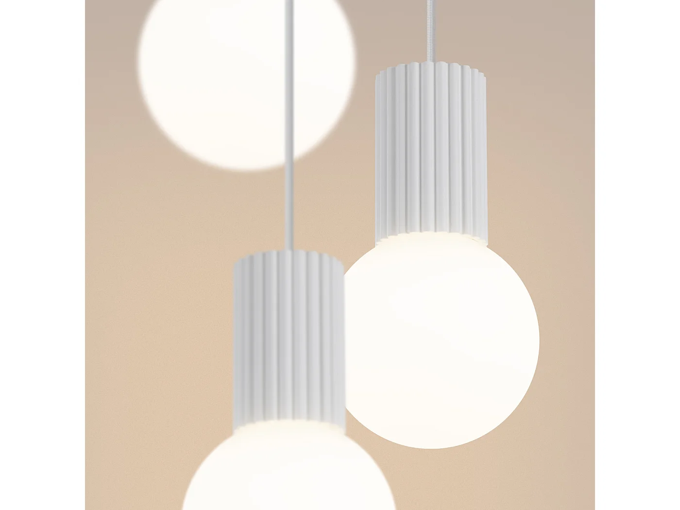 Lampe À Suspension Halo Moderne En Aluminium/Verre - 3 Sources Lumineuses - L.25 X H.125 Cm - Blanc