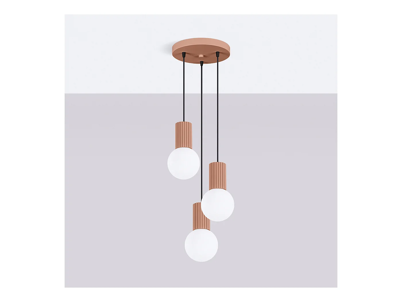 Pendelleuchte Halo Modern Aus  Aluminium/Glas - 3 Lichtquellen - L.25 X H. Cm - Mokka