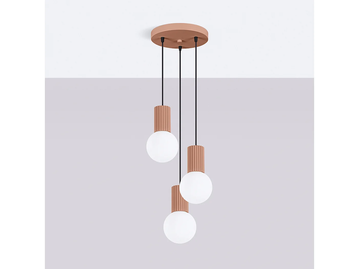 Lampe À Suspension Halo Moderne En Aluminium/Verre - 3 Sources Lumineuses - L.25 X H.125 Cm - Moka