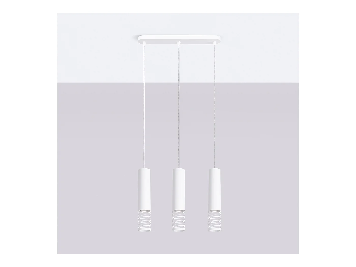 Lampe À Suspension Lami Moderne En Acier - 3 Sources Lumineuses - L.40 X H.125 Cm - Blanc