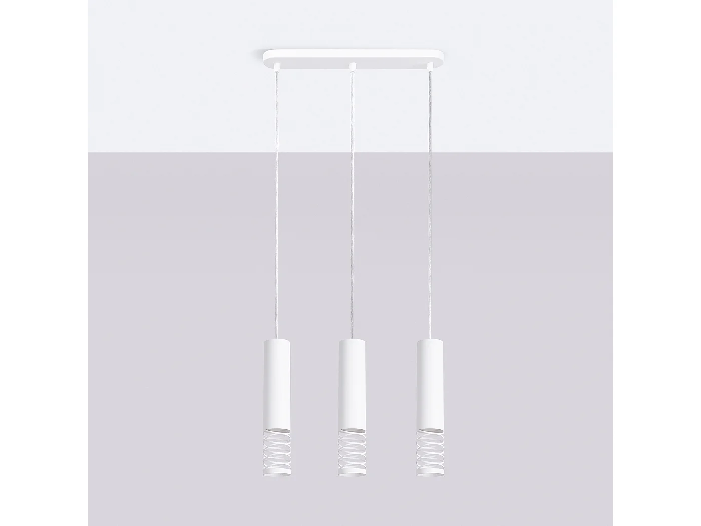 Lámpara Colgante Lami Moderno De Acero - 3 Fuentes Luminosas - L.40 X A.125 Cm - Blanco