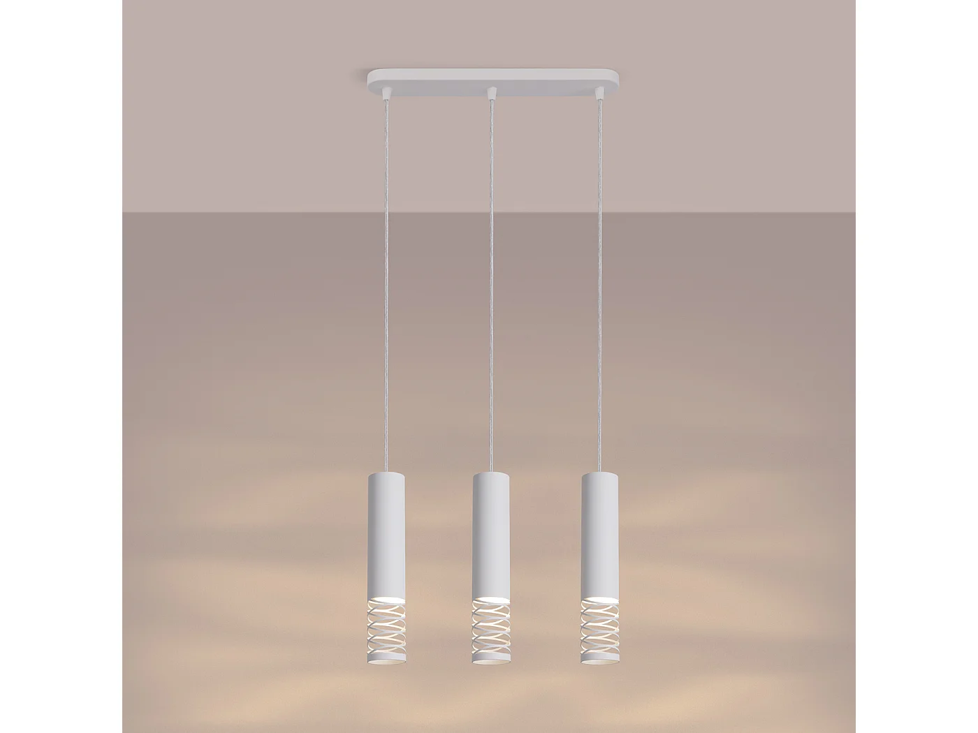 Lámpara Colgante Lami Moderno De Acero - 3 Fuentes Luminosas - L.40 X A.125 Cm - Blanco