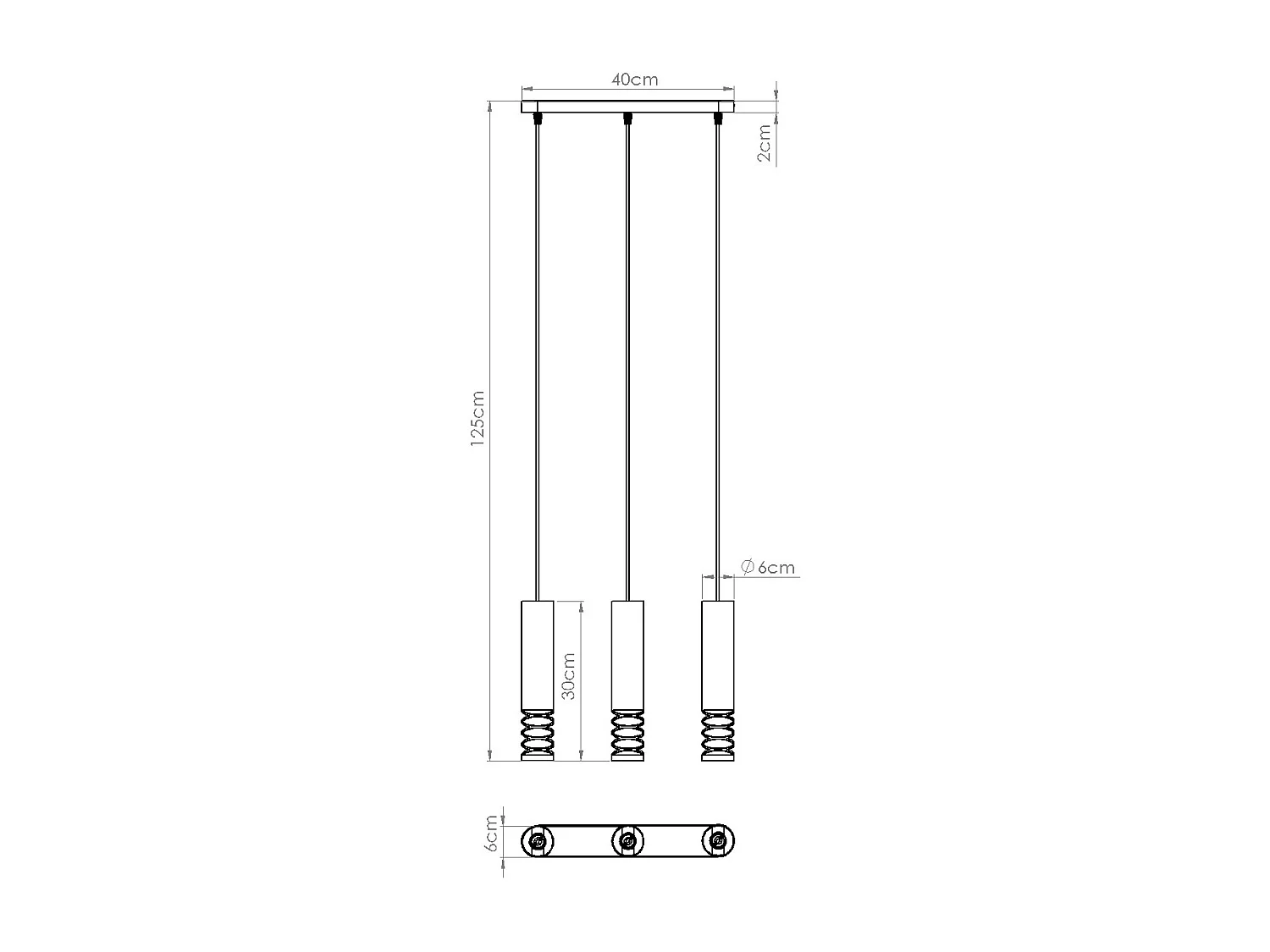 Lámpara Colgante Lami Moderno De Acero - 3 Fuentes Luminosas - L.40 X A.125 Cm - Blanco
