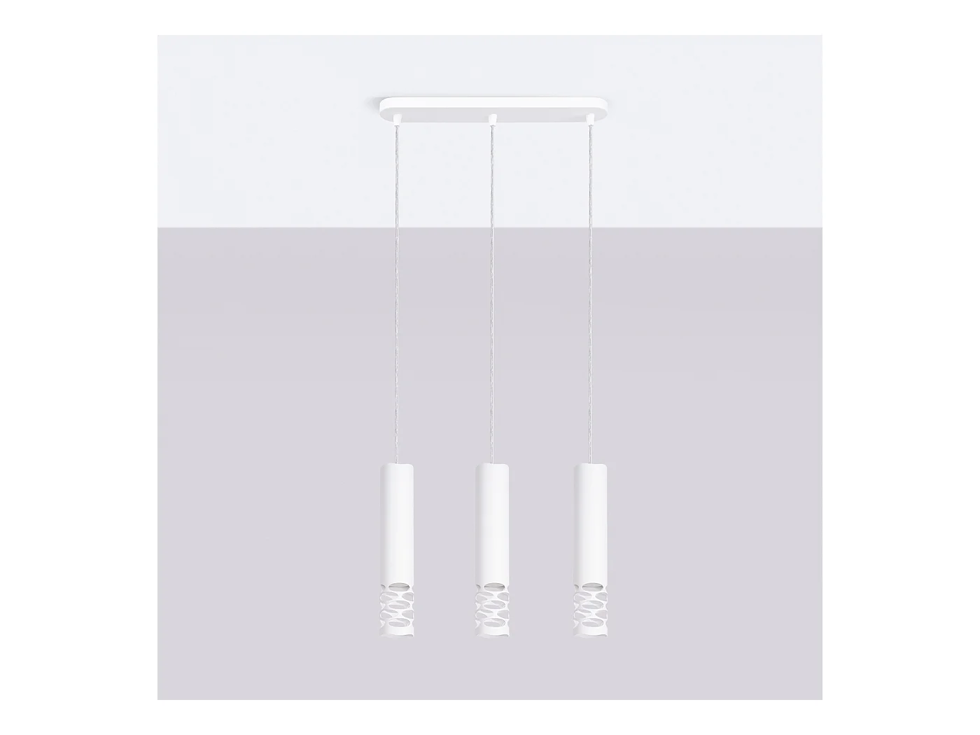 Lampe À Suspension Liro Moderne En Acier - 3 Sources Lumineuses - L.40 X H.125 Cm - Blanc