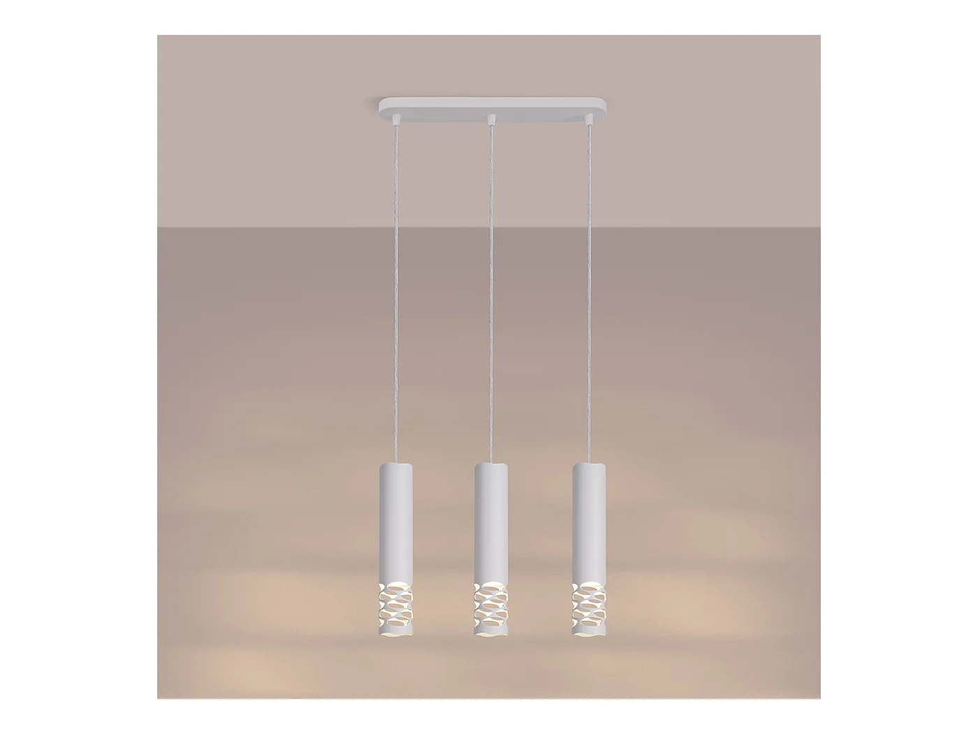 Lampe À Suspension Liro Moderne En Acier - 3 Sources Lumineuses - L.40 X H.125 Cm - Blanc