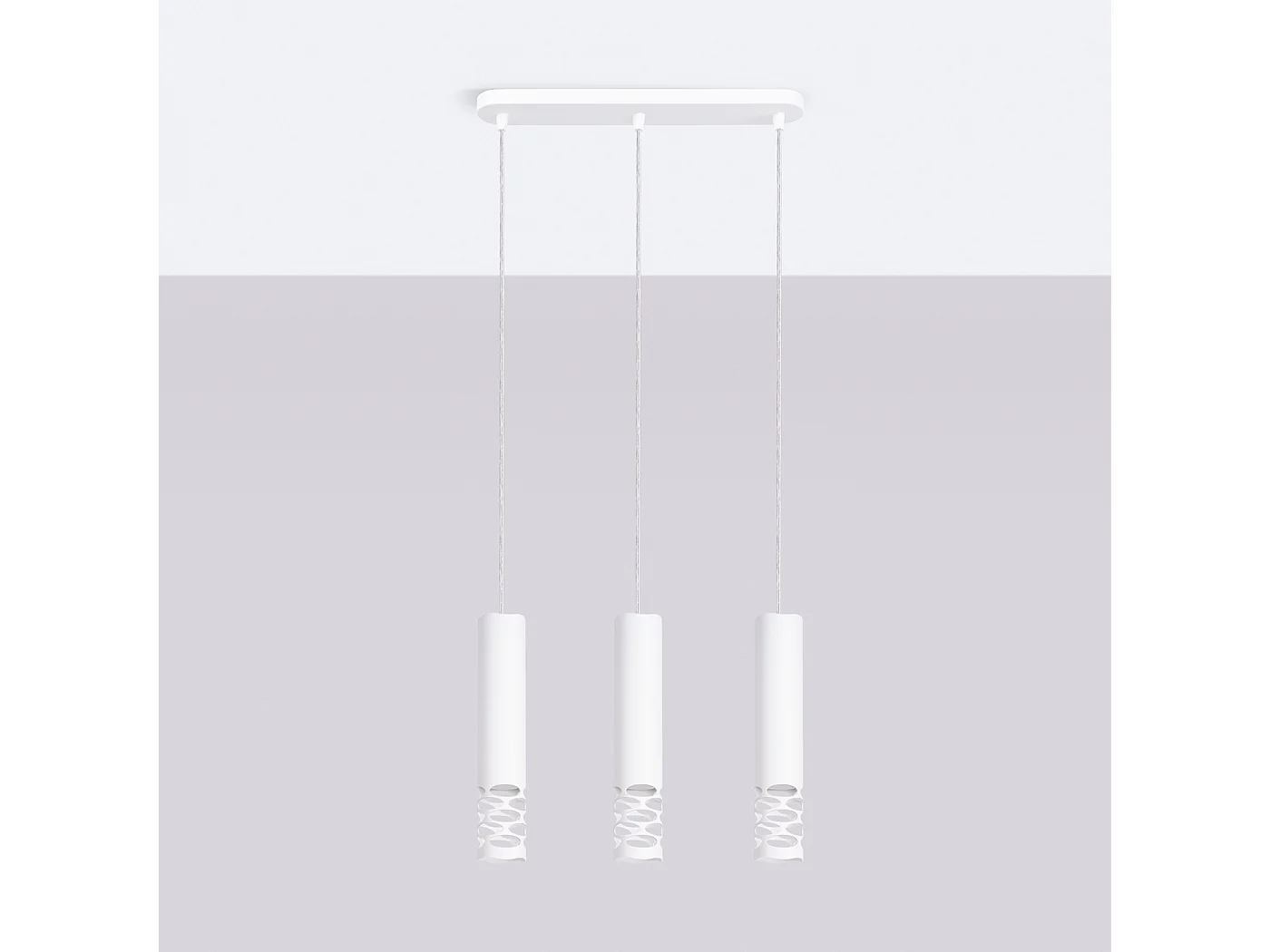Lámpara Colgante Liro Moderno De Acero - 3 Fuentes Luminosas - L.40 X A.125 Cm - Blanco