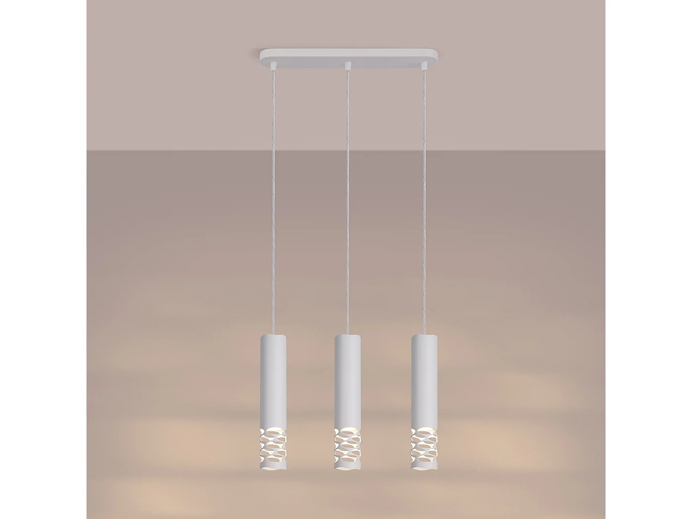 Lámpara Colgante Liro Moderno De Acero - 3 Fuentes Luminosas - L.40 X A.125 Cm - Blanco