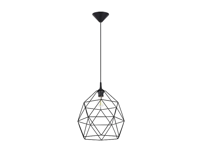Luminária Pendente Triom Moderno, Aço - 1 Lichtbronnen - L.33 X H.100 Cm - Preto
