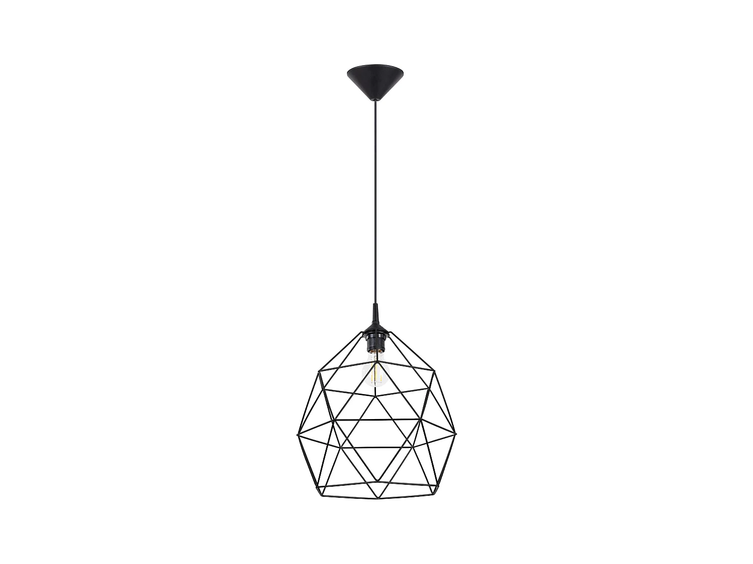 Luminária Pendente Triom Moderno, Aço - 1 Lichtbronnen - L.33 X H.100 Cm - Preto