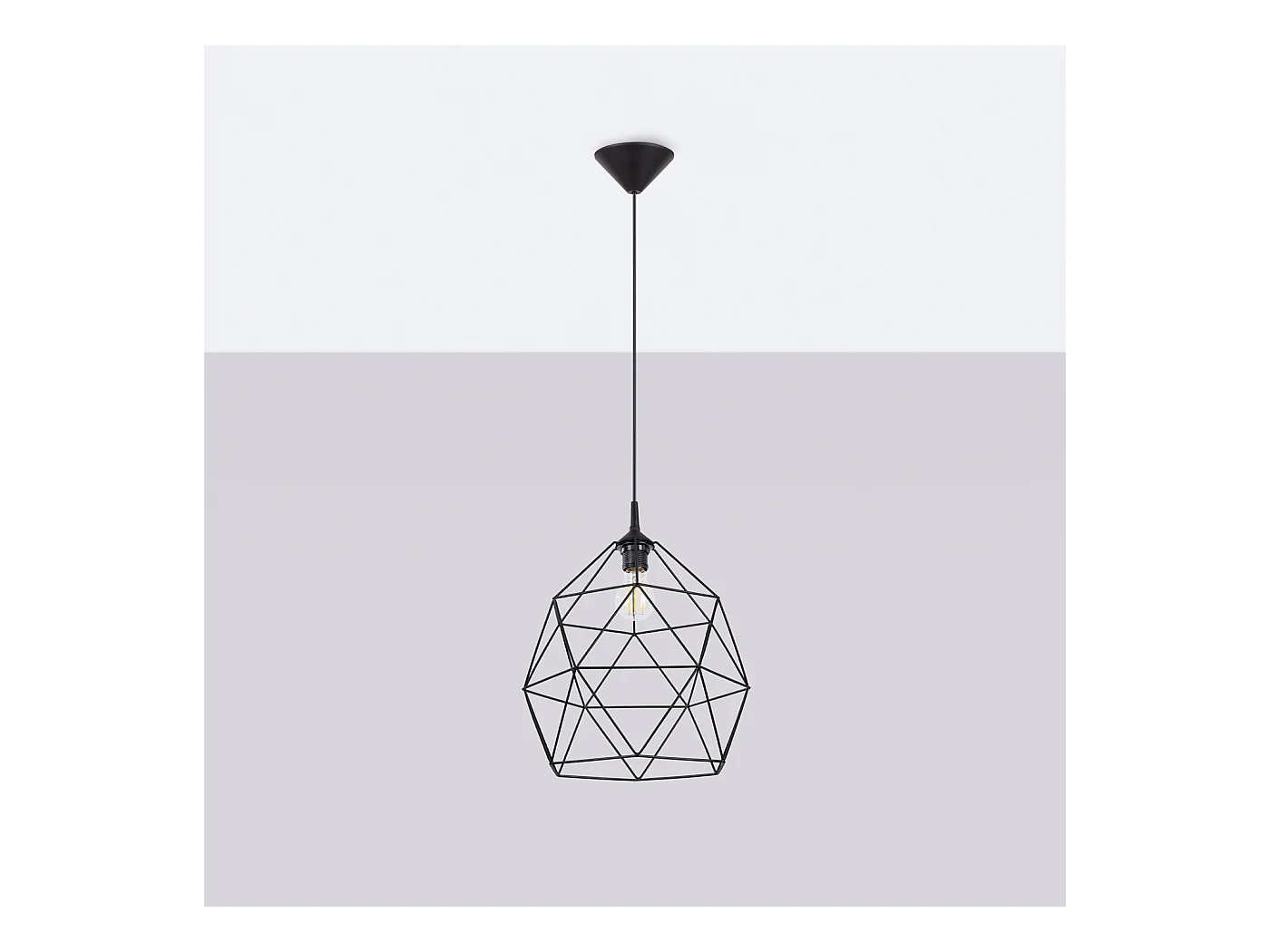 Luminária Pendente Triom Moderno, Aço - 1 Lichtbronnen - L.33 X H.100 Cm - Preto