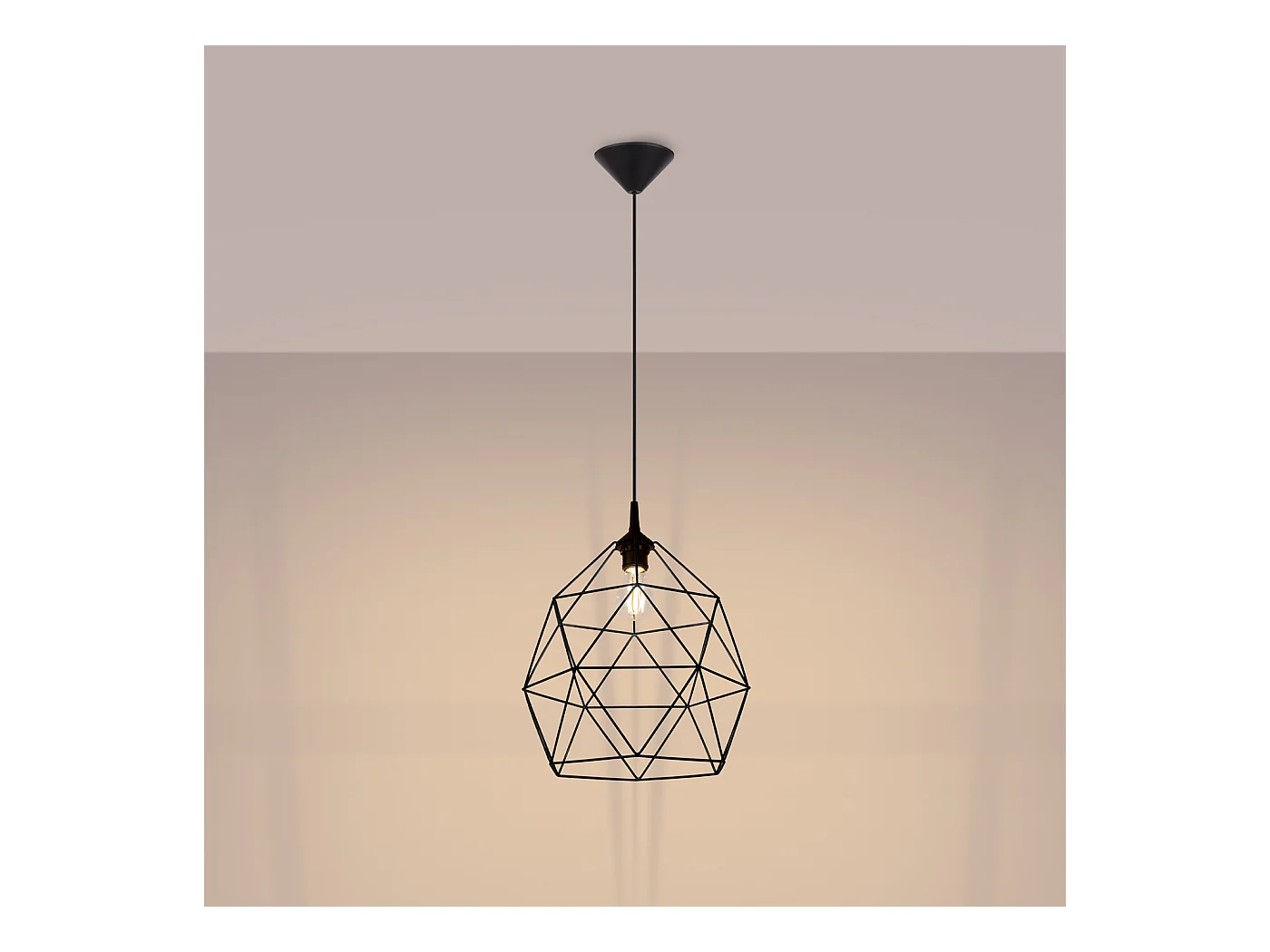 Luminária Pendente Triom Moderno, Aço - 1 Lichtbronnen - L.33 X H.100 Cm - Preto