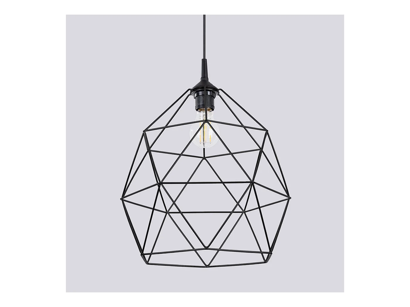 Luminária Pendente Triom Moderno, Aço - 1 Lichtbronnen - L.33 X H.100 Cm - Preto