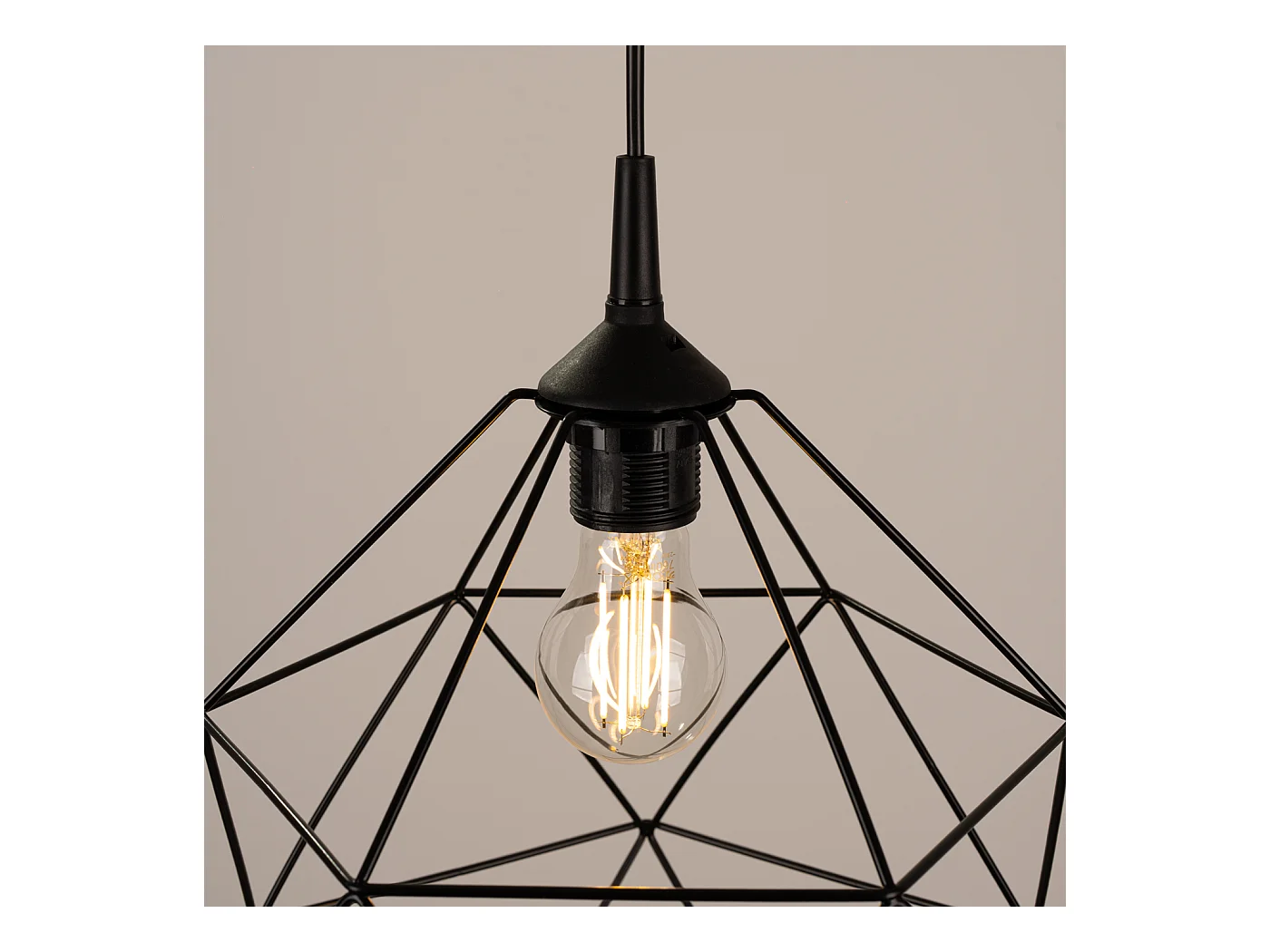 Luminária Pendente Triom Moderno, Aço - 1 Lichtbronnen - L.33 X H.100 Cm - Preto