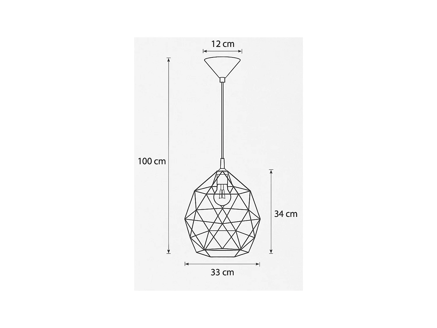 Luminária Pendente Triom Moderno, Aço - 1 Lichtbronnen - L.33 X H.100 Cm - Preto