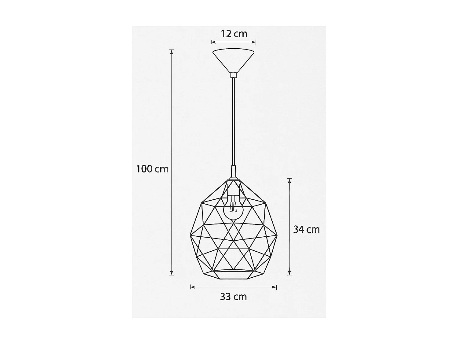 Hanglamp Triom Modern Van  - 1 Lichtbronnen - L.33 X H.100 Cm - Zwart