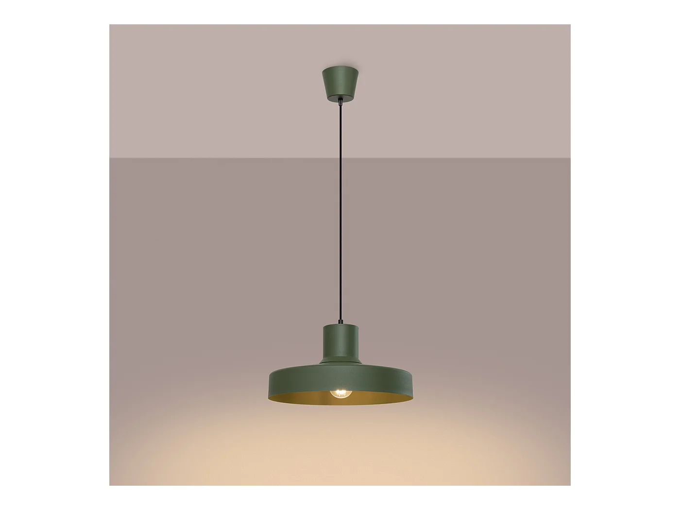 Lampe À Suspension Bilo Moderne En Acier - 1 Sources Lumineuses - L.35 X H.120 Cm - Vert Olive