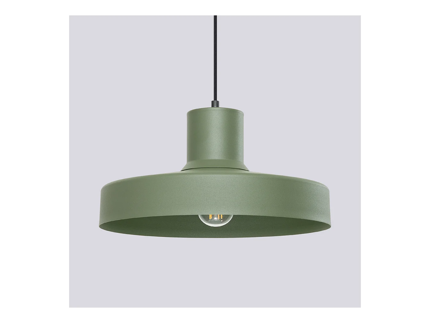 Lampe À Suspension Bilo Moderne En Acier - 1 Sources Lumineuses - L.35 X H.120 Cm - Vert Olive