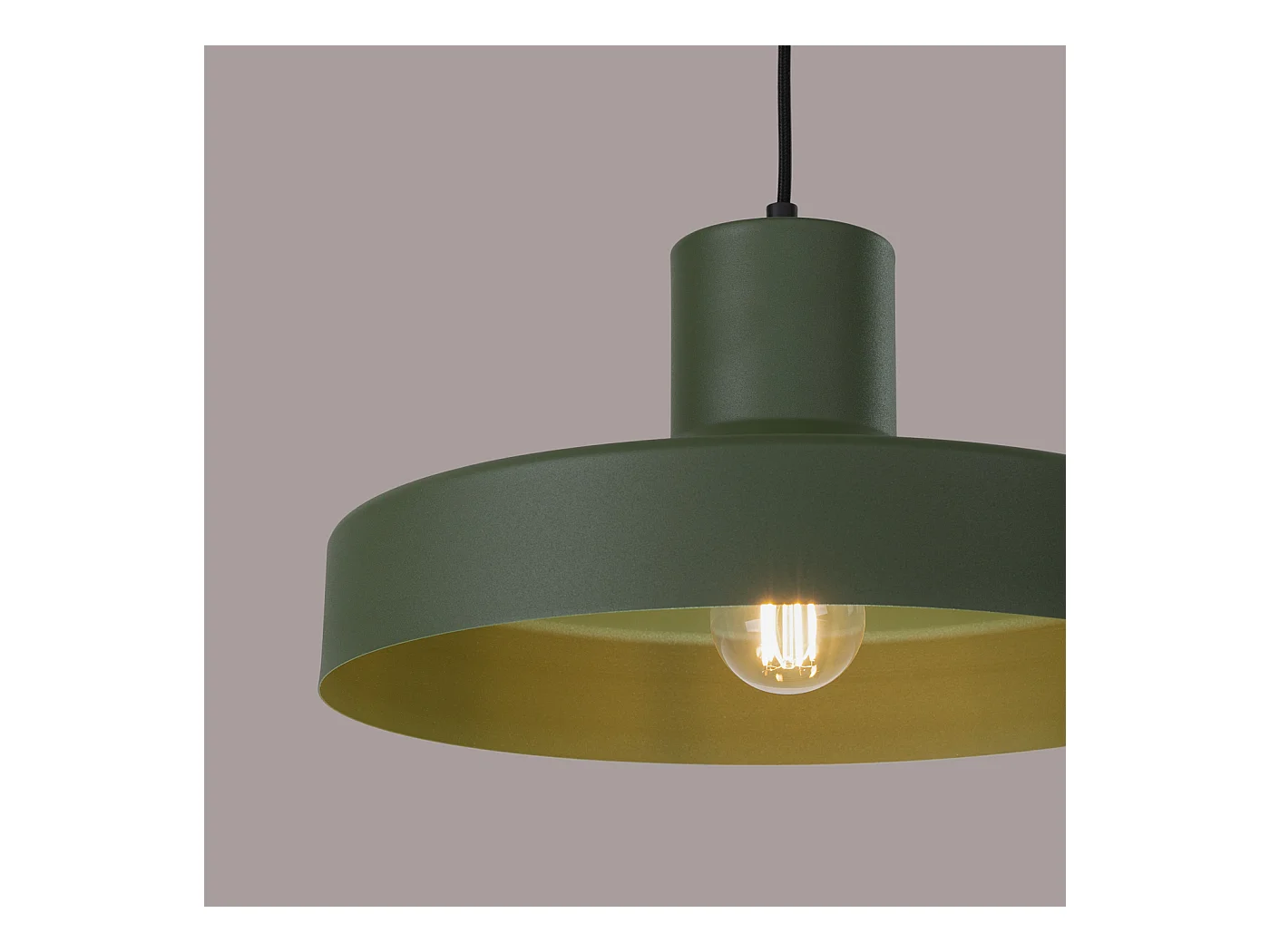 Lampe À Suspension Bilo Moderne En Acier - 1 Sources Lumineuses - L.35 X H.120 Cm - Vert Olive