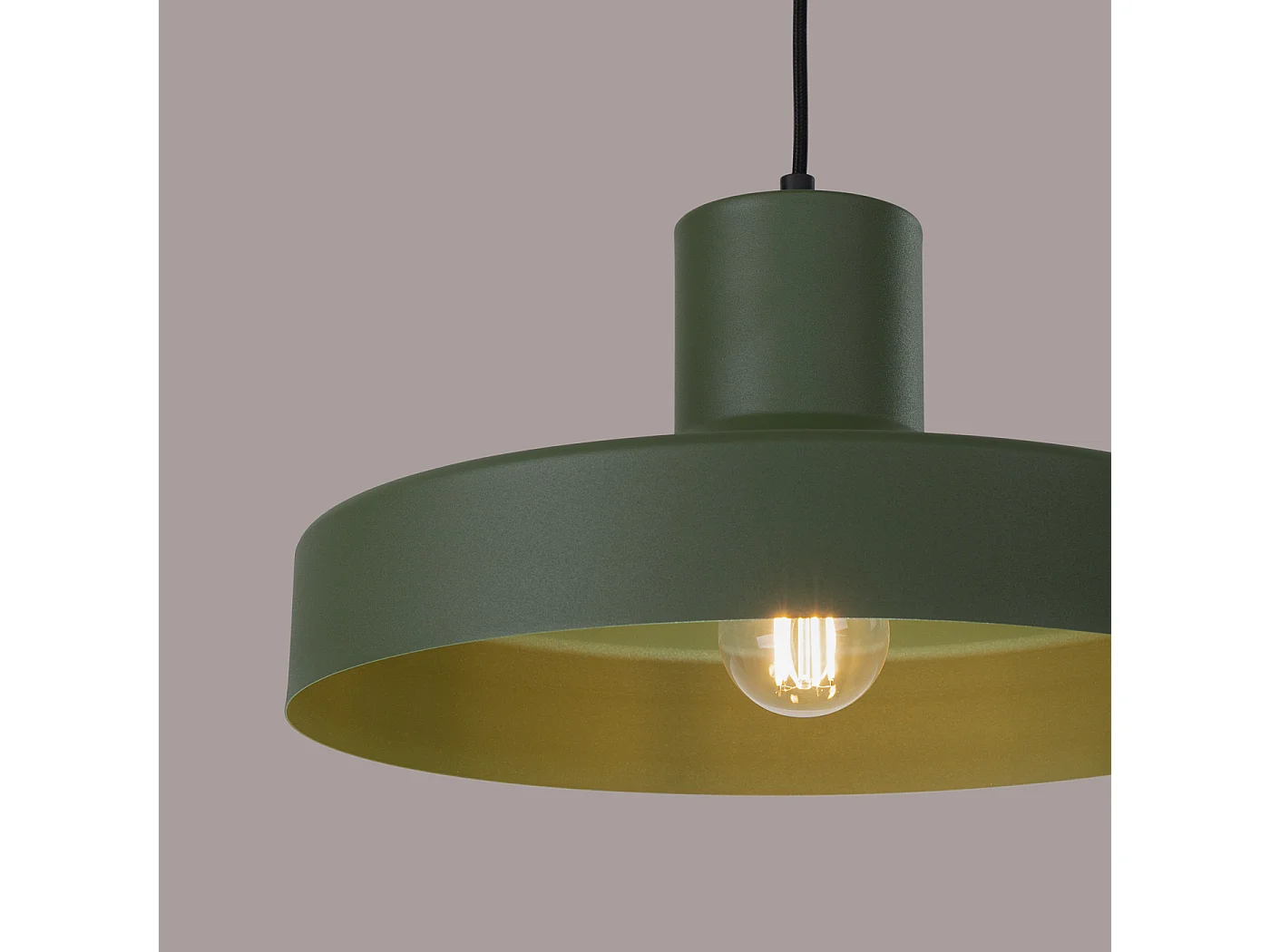 Lampe À Suspension Bilo Moderne En Acier - 1 Sources Lumineuses - L.35 X H.120 Cm - Vert Olive