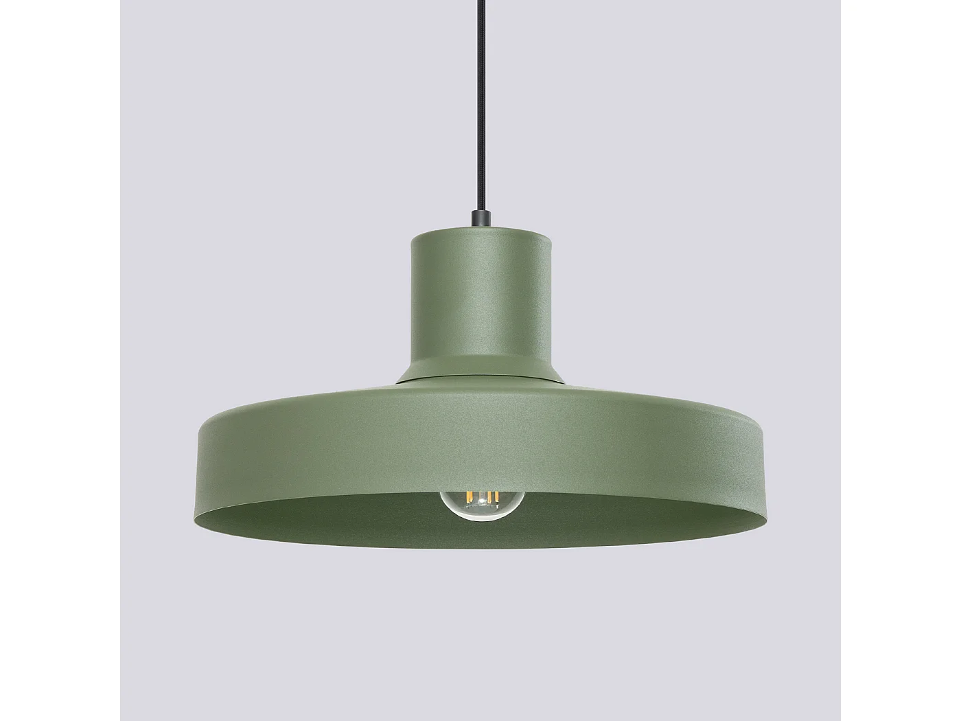 Lampe À Suspension Bilo Moderne En Acier - 1 Sources Lumineuses - L.35 X H.120 Cm - Vert Olive