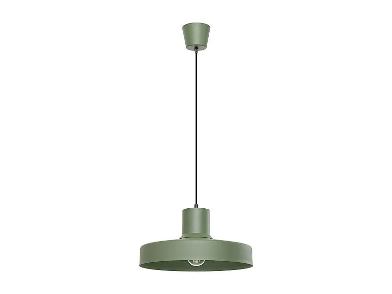 Lampe À Suspension Bilo Moderne En Acier - 1 Sources Lumineuses - L.35 X H.120 Cm - Vert Olive