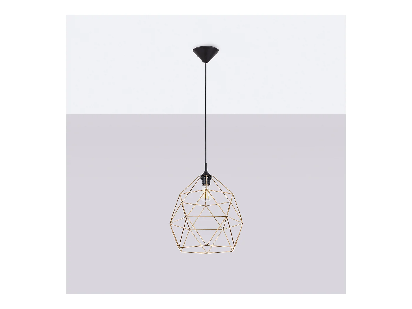 Lampe À Suspension Triom Moderne En Acier - 1 Sources Lumineuses - L.33 X H.100 Cm - Or/Noir