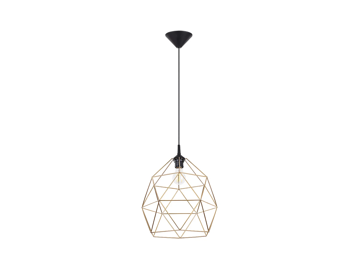 Lampada A Sospensione Triom Moderno Di Acciaio - 1 Sorgenti Luminose - L.33 X A.100 Cm - Oro/Nero