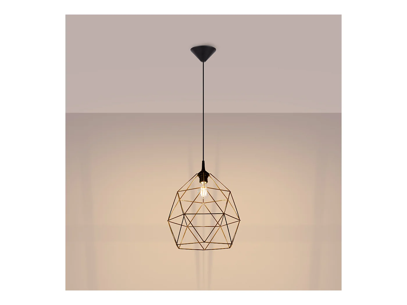 Lampe À Suspension Triom Moderne En Acier - 1 Sources Lumineuses - L.33 X H.100 Cm - Or/Noir