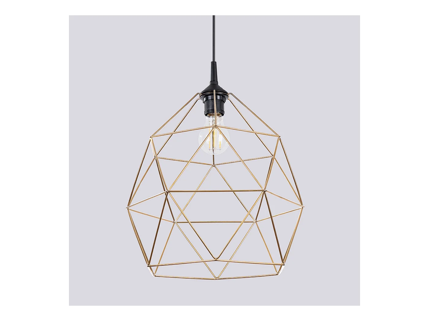 Lampe À Suspension Triom Moderne En Acier - 1 Sources Lumineuses - L.33 X H.100 Cm - Or/Noir