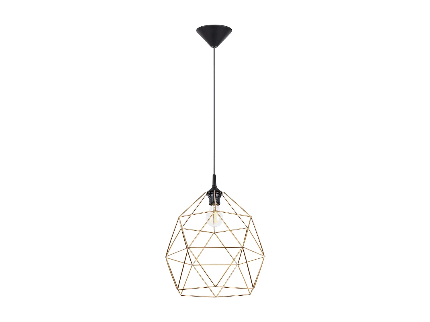 Lampe À Suspension Triom Moderne En Acier - 1 Sources Lumineuses - L.33 X H.100 Cm - Or/Noir