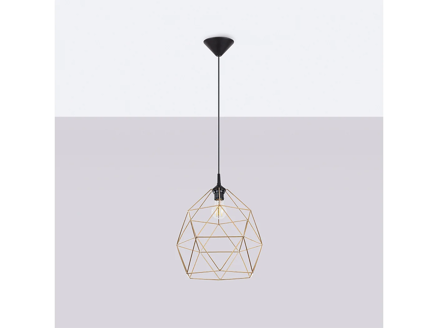 Lampe À Suspension Triom Moderne En Acier - 1 Sources Lumineuses - L.33 X H.100 Cm - Or/Noir