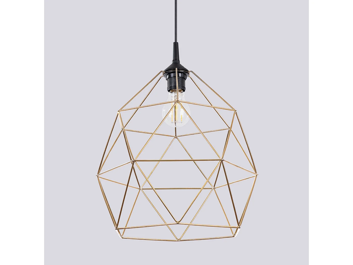 Lampe À Suspension Triom Moderne En Acier - 1 Sources Lumineuses - L.33 X H.100 Cm - Or/Noir