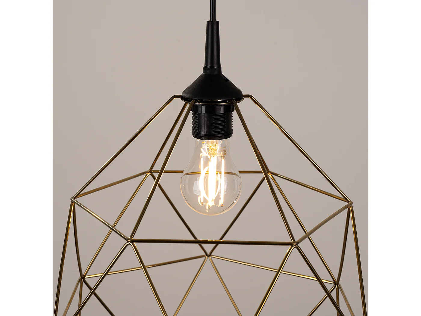 Lampe À Suspension Triom Moderne En Acier - 1 Sources Lumineuses - L.33 X H.100 Cm - Or/Noir