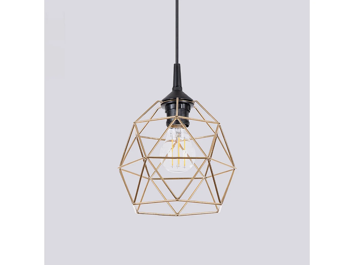 Lampe À Suspension Triom Moderne En Acier - 1 Sources Lumineuses - L.20 X H.85 Cm - Or/Noir