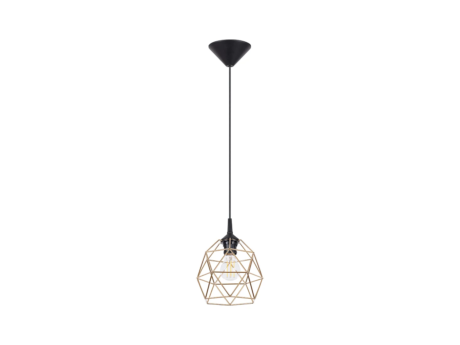 Lampada A Sospensione Triom Moderno Di Acciaio - 1 Sorgenti Luminose - L.20 X A.85 Cm - Oro/Nero