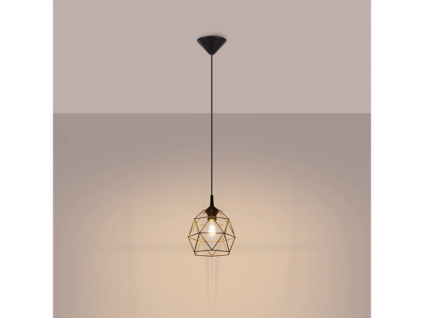 Lampe À Suspension Triom Moderne En Acier - 1 Sources Lumineuses - L.20 X H.85 Cm - Or/Noir