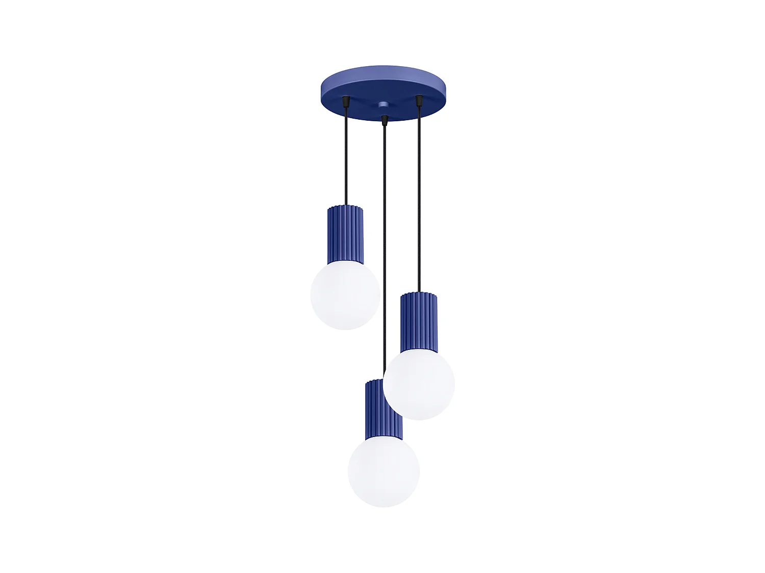 Lampe À Suspension Halo Moderne En Aluminium/Verre - 3 Sources Lumineuses - L.25 X H.125 Cm - Outremer