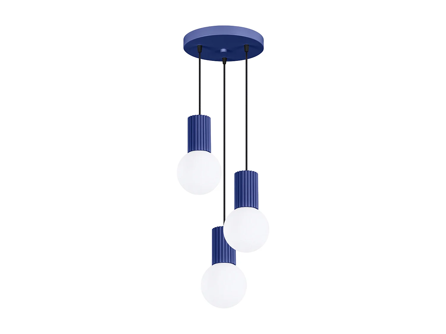 Lampe À Suspension Halo Moderne En Aluminium/Verre - 3 Sources Lumineuses - L.25 X H.125 Cm - Outremer