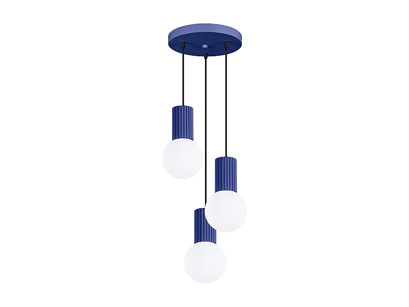 Lampe À Suspension Halo Moderne En Aluminium/Verre - 3 Sources Lumineuses - L.25 X H.125 Cm - Outremer