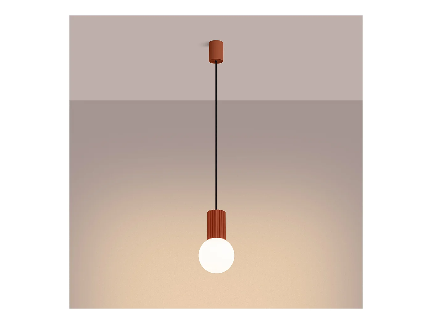 Pendelleuchte Halo Modern Aus  Aluminium/Glas - 1 Lichtquellen - L.12 X H. Cm - Roter Ocker